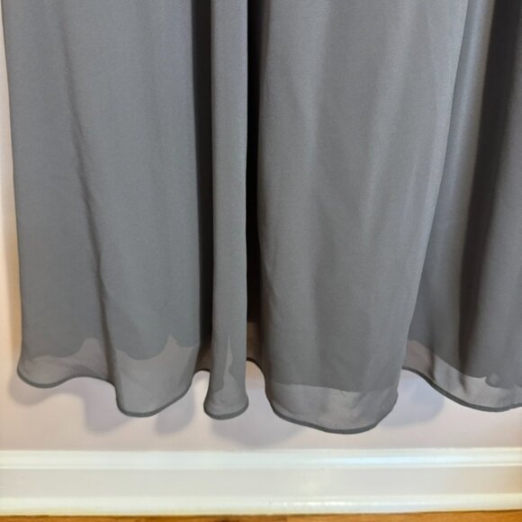 Formal Evening Fancy Dress Gray Sweatheart Deep Neck Line Chiffon Maxi - Sz 8 - Picture 3 of 10